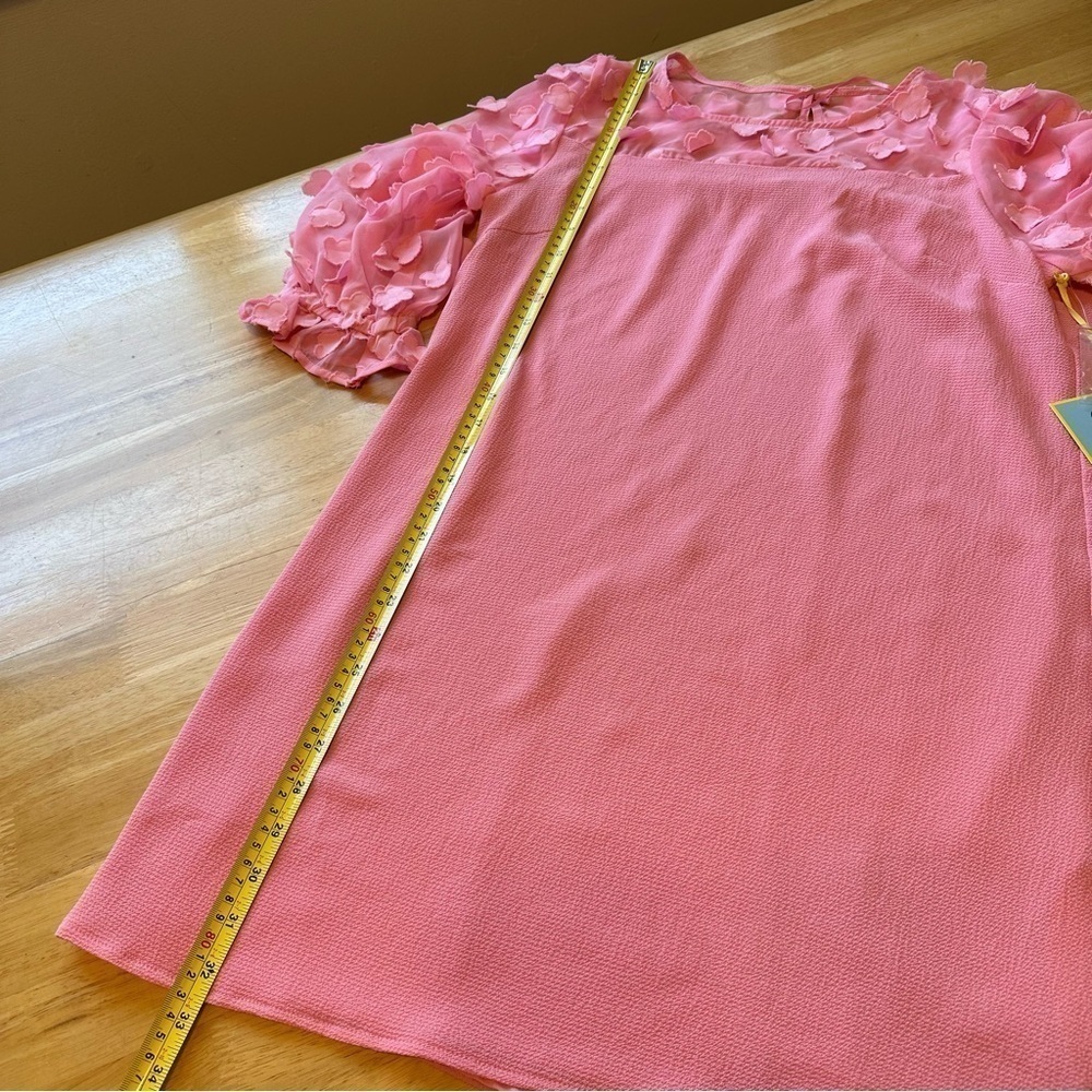 Cece NWT Sz M Medium Cupid Pink Sheer Sleeve Dress - Picture 6 of 11